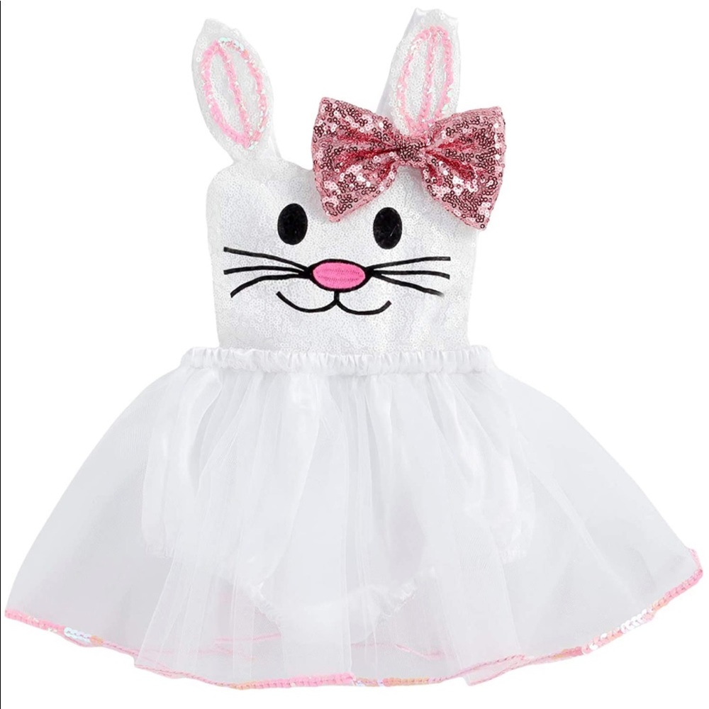 New 2-3T white bunny sequin outfit